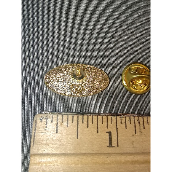 Vtg‎ Pontiac Illinois Bridge Oval Blue Enamel Lapel Pin Tack Gold Tone Souvenir - Picture 4 of 4